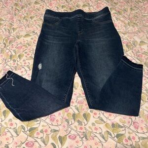 SPANX Blue Skinny Jeans with Fading and Whiskering